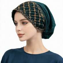 1pc Lace Rhinestone Embellished Turban Headwrap, Hair Accessory - One Size Fits All - View 9