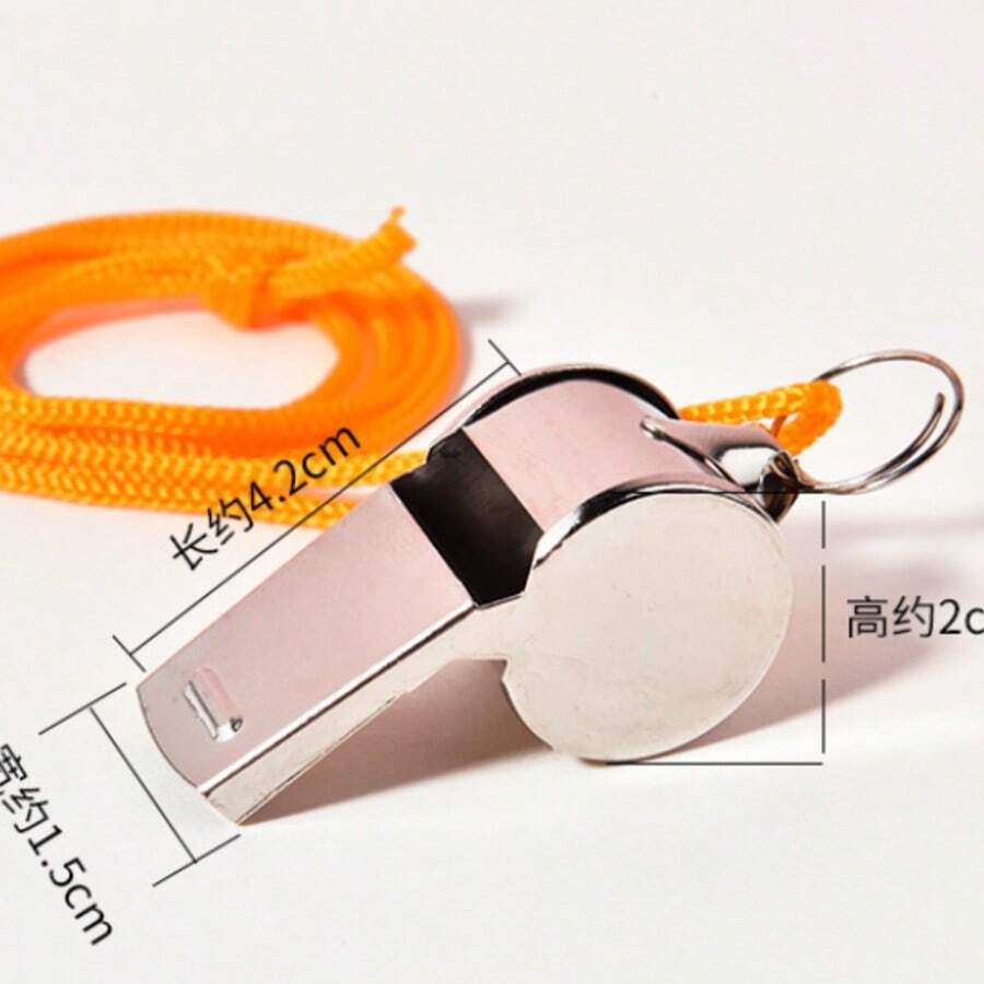 2 Pack Stainless Steel  Whistle With Lanyard, Loud Crisp Sound Referee Whistle Sports Whistles Basketball Soccer School Referees Lifeguard Emergency - Initial - View 1