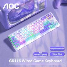 AOC Gaming Keyboard Mechanical Feel RGB Backlit 102 Keys USB Wired Computer Keyboard Colorful Portable Keyboard - View 13