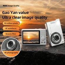4K Portable Vlogging Camera 50MP Digital Camera, 16X Optical Zoom, 2.8'' LCD Display, Continuous & Timer Shooting, 700mAh Battery, SD Card Sold Separately - View 4