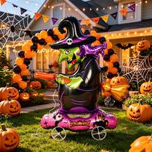 1 quả bóng nhôm hình phù thủy trượt patin 98cm, phù hợp cho tiệc chủ đề Halloween, đạo cụ trang trí không khí nhà ma - Xem 1