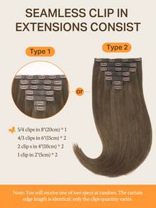 DOORES Seamless Clip-In Hair Extensions, 130g-150g, 7pcs/Pack, Light Ash Brown, Natural Straight Remy Human Hair, PU Invisible Clip-In Hair Pieces, Stylable - S5 - View 4