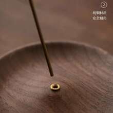 1件實木香爐，圓形香座，創意線條設計居家香氛冥想香架，客廳臥室書房裝飾，萬聖節恐怖風秋冬節日生日禮物 - 彩色 - 查看 4