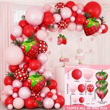 152pcs Strawberry Balloon Arch Set - Red And Pink Latex And Foil Balloon For Birthday, Wedding, Anniversary, - Indoor/Outdoor Party Decorations - Multicolor - View 3