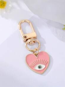 1pc Rainbow Heart Evil Eye Keychain, Gift For Friends/Couples, Blue Eye Pendant For Bag/Car Keys/Earphone Case, Key Accessory Charm - Eye - View 9