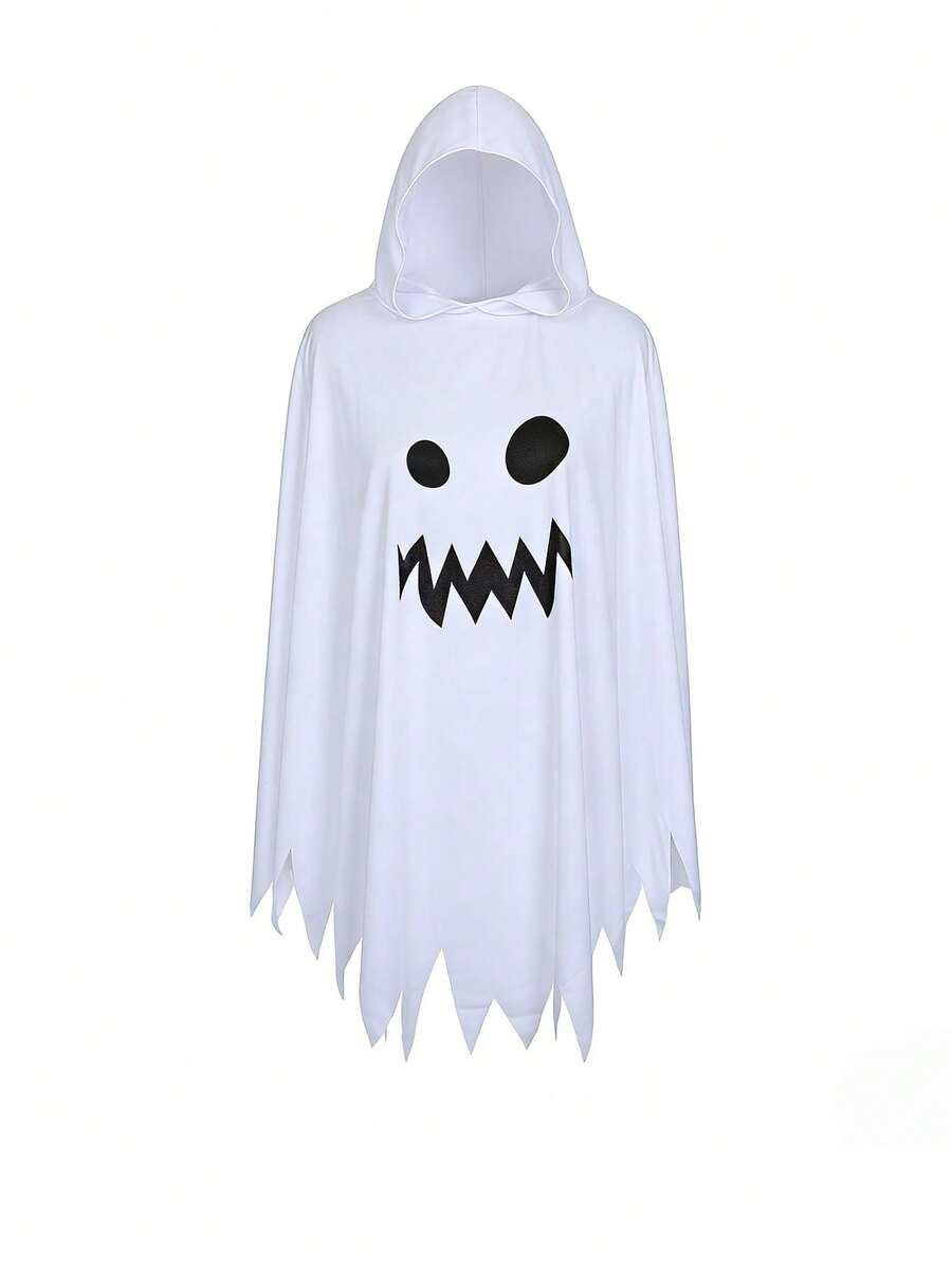1PC Halloween Costume Ghost Face White Spirit Cloak Party Outfit Grim Reaper Pumpkin Set Cape - Multicolor - View 1