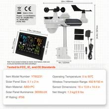 7-In-1 Wireless Weather Station, 7.5 In Color Display, Digital Weather Station Indoor Outdoor, For Temperature Humidity Wind Speed/Direction Rain UV, With Forecast Data, Alarm, Alerts-NO WIFI - 7.5" - View 11
