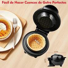 Mini Waflera, Mini Máquina para Hacer Cuencos de Gofre, Superficie Antiadherente, 350W, con Luz Indicador de Encendido y Asa Fría,Perfecta para Rápido Desayuno y Postre - 1 - Ver 7
