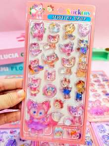 Pegatinas en relieve 3D estilo anime – Calcomanías decorativas dimensionales femeninas (Perfectas para diarios DIY) - Multicolor - Ver 4