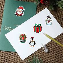500PCS/Roll Shaped Christmas Stickers Roll Red Christmas Stickers Christmas Snowflake Gingerbread Man Christmas Gift Stickers Suitable For Small Businesses Self-Adhesive Minimalist Elegant Sealing Stickers Labels For Envelope Sealing Party Gifts Adhesive Labels Decorative Stickers - Cartoon - View 3