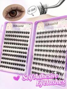 Rikuaild 220pcs C Curl Anime Style Self-Adhesive Cluster False Eyelashes Book, Glue-Free, Large Capacity, Suitable For Beginners, Easy To Carry, Cartoon Natural Single Cluster Eyelashes, DIY Eyelash Extensions, Pre-Glued Cluster Eyelashes - C - View 6