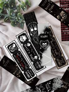 30pcs Gothic Skull Paper Bookmarks Set - Dark Academia Aesthetic Page Markers, Spooky Cute Reading Accessories For Journaling & Scrapbooking, Unique Gift For Book Lovers-Back To School - 30pcs/pack - View 12