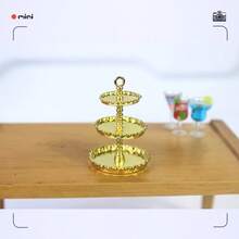 Dollhouse Miniature European Style 3-Tier Cake Stand Model, Dessert Table Accessory, Mini Realistic Display Prop, Mini Dessert Afternoon Tea Cake Stand, Suitable For Miniature Furniture, Dollhouse Decoration, Kitchen Scene And Desktop Display - Multicolor - View 9