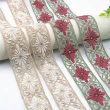 1/5碼復古花卉刺繡網紗蕾絲飾邊，透明薄紗蕾絲邊飾附雛菊圖案，DIY縫製布料，適用於洋裝、包包、帽子裝飾，婚禮貼花手工用，柔軟裝飾飾邊配件 - 多色D - 查看 2