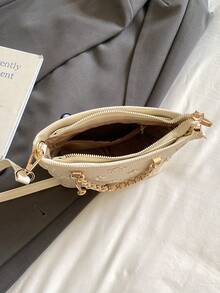 Damen-Quadrat-Handtasche mit modischem Muster, elegant und sanft, Umhängetasche geeignet für Einkaufen, Pendeln, Urlaub, Beige - Beige - Übersicht 9
