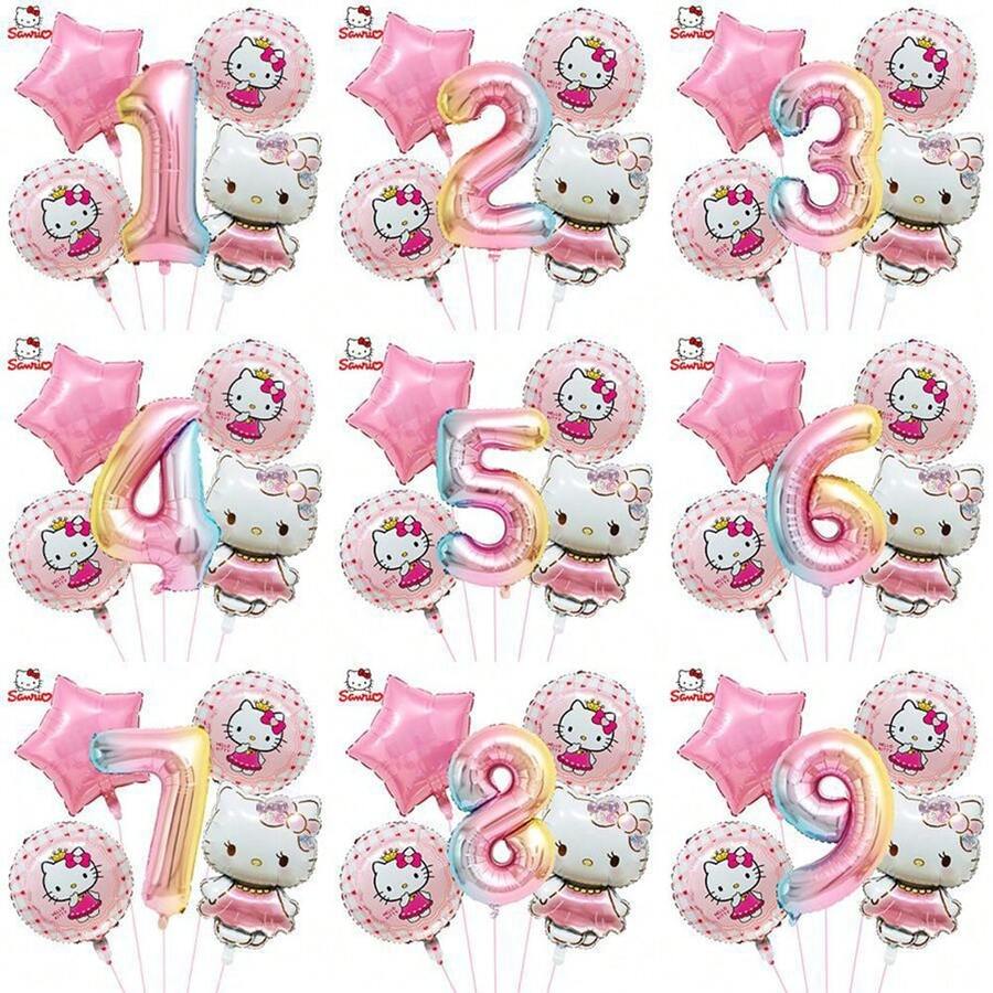 New Cartoon Cute Cat 3D Aluminum Foil Balloon Set, Cute Cat Birthday Decoration - As Shown In the Figure - View 1