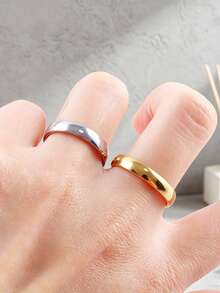 10/20pcs/Lot Classic Fashion Exquisite Stainless Steel Women's Rings, Striped Oil-Drip Style, Random Designs, Casual Party Gift, Daily Wear Jewelry - Mixed-color Polished Stainless Steel Ring - View 8