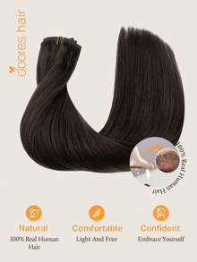 DOORES Seamless PU Clip-In Hair Extensions 7pcs 110g Dark Brown 100% Human Hair Invisible Comfortable Natural Blend Suitable For Women And Girls Easy to Wear - S2 - View 8