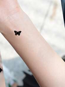 KING HORSE 1pc Waterproof Temporary Tattoo Sticker, Black Small Pattern, Suitable For DIY Matching During Travel, For Fingers - Black - View 4