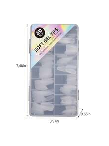 pinpai 1 Box Of 300pcs Square Nails, Ballet Nails, Almond Nails,Press-On Nailsweet And Cute, Essential For Summer And Autumn, Suitable For Daily, Travel, Party,Suitable For Women & Girls Great Gift For Ladies Nails - Clear - View 5