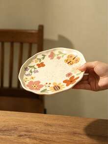 Hand-Painted Fruit Doodle 8.5 Inch Ceramic Plate, Hand-Painted Underglaze Craft, Asymmetrical Hand-Molded Plate, Salad Plate, Pasta Plate, Dessert Plate, Multi-Purpose Serving Tray, Suitable For Daily Use And Gifting. - Multicolor - View 13