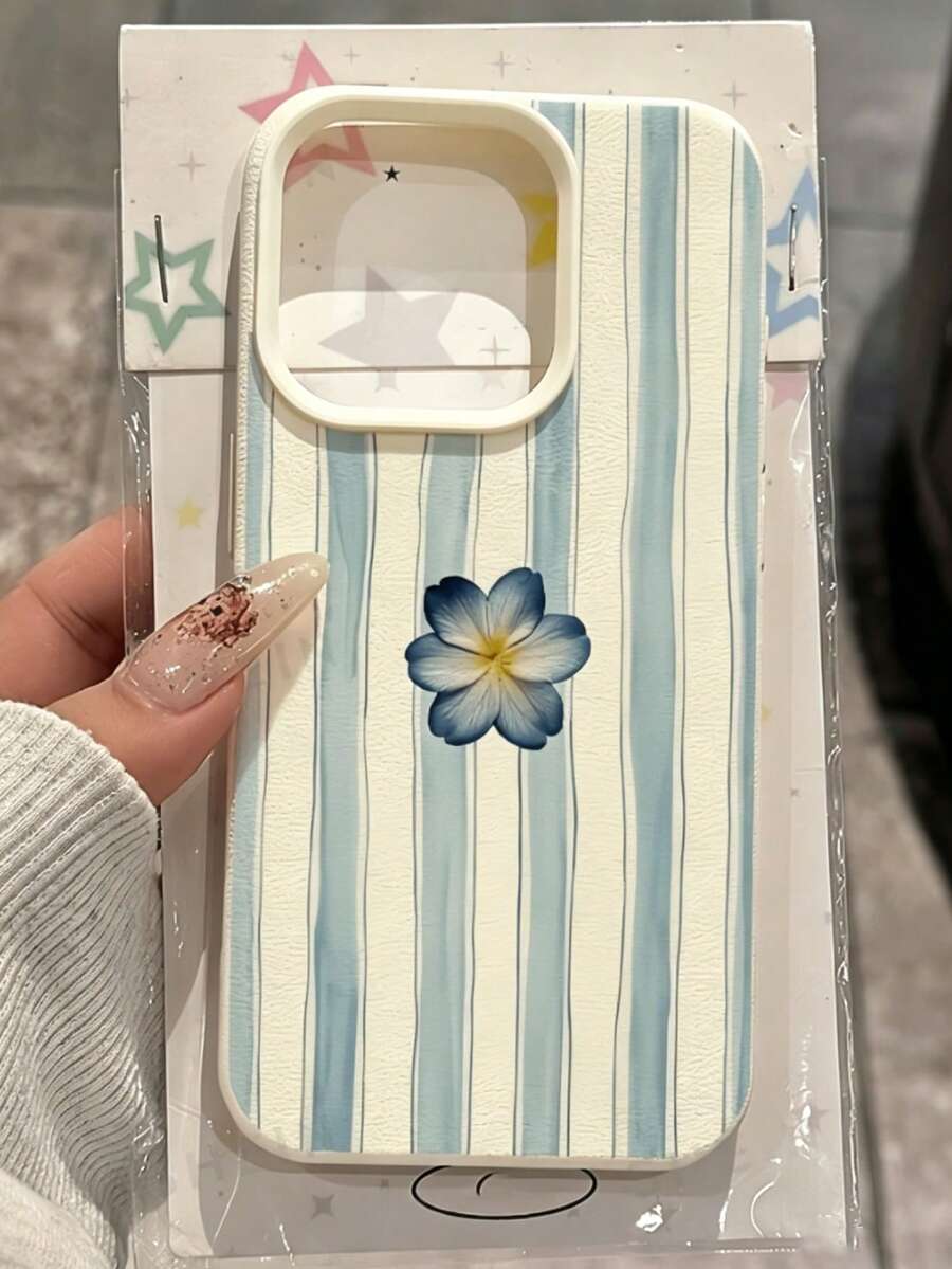 時尚可愛藍色花卉手機殼圖案，適用於 iPhone 18/18 Pro/18 Pro Max/17/17 Pro/17 Pro Max/16/16 Pro/16 Pro Max/15/15 Pro/15 Pro Max/14/14 Pro/14 Pro Max/13/12/11，防摔防滑防震輕量，時尚保護殼高美感 - 淡藍色1 - 查看 1