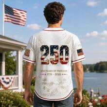 Unisex Patriotic Baseball Jersey, 1776-2026 Eagle Flag Vintage Shirt For 4th Of July - BQ6901 - View 6