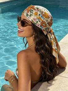 1pc Summer Beach Resort Boho Ocean Element Print Bandana - Multicolor - View 14
