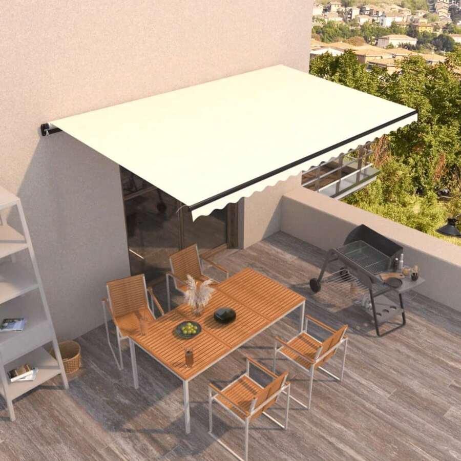 vidaXL Manually Retractable Awning 500x300 Cm, Cream. For Details, Please Scroll Down. This Product Is Suitable For Balconies, Gardens, Pool Shading, And As Home Decor. - Beige - View 1