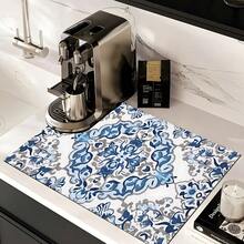 1pc Bohemian Print Rubber Absorbent Dish Mat, Espresso Machine Countertop Absorbent Mat, Sink Drain Mat, Soft Faucet Absorbent Mat, Sink Coaster, Home & Kitchen, Bathroom Accessories - Multicolor - View 4