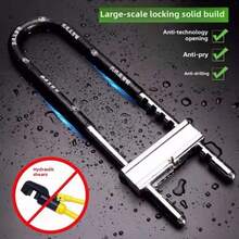 1pc Heavy Duty Motorcycle & Bicycle U-Lock - Reinforced Anti-Theft Security Lock With Thick Hook, No Power Required, Suitable For Bike Rack, Garage, Outdoor Storage - Fits Bicycles, Scooters And Small Motorcycles - U-shaped Lock - View 2