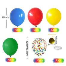 140pcs Carnival Theme Balloon Arch Set, Including Popcorn, Clown, Hot Air Balloon Foil Balloons, And Red, Blue, Yellow, Multicolor Confetti Latex Balloons, Suitable For Birthday Party, Baby Shower, Outdoor Performance Decor, Circus Theme Party Supplies - 彩色 - 查看 12
