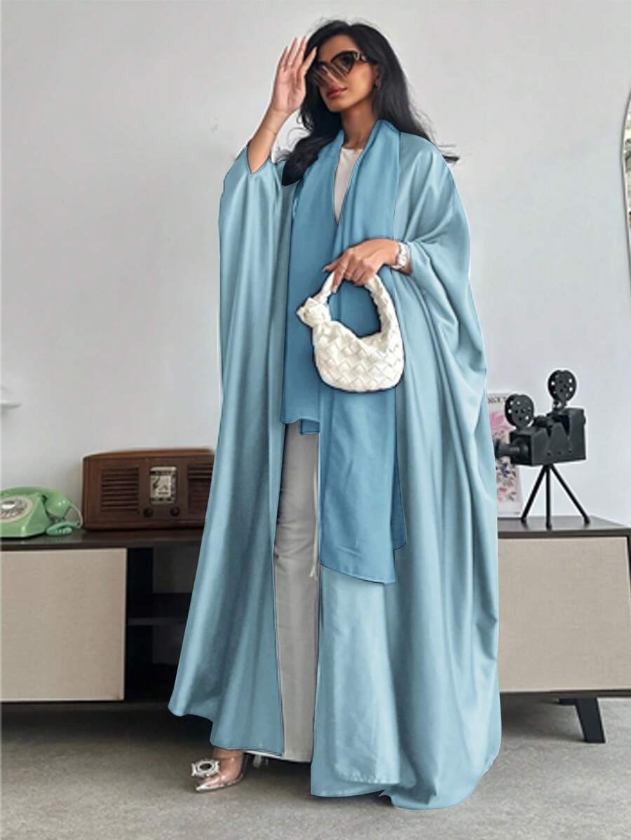 Abaya larga de estilo de Oriente Medio, suelta, de unicolor, con mangas de murciélago y pañuelo para la cabeza, primavera y otoño