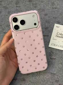 Süße Polka-Dot Gletscher-Textur weiche Handyhülle kompatibel mit iPhone 17 Pro Max 17 Pro 17 12 13 14 15 16 Pro Max 11 17 16 15 14 13 12 Damen glänzende Schutzhülle - Pink - Übersicht 4