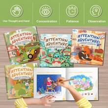 Attention Exploration Focus Training Activity Book, Focus And Observation Brain Games, Visual Search, Mazes, Logic Puzzles And Thinking Challenges, Colorful Illustrated Pages, Multiple Themes And Difficulty Levels - Attention Adventure - View 5