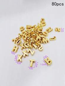 80pcs Fashion Minimalist Acrylic Mixed Color 26 English Alphabet Beads Handmade Loose Beads DIY Jewelry Accessories - Yellow Gold - View 8