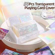 50pcs 66*91mm Clear Plastic Playing Card Sleeves, Colorful Card Holders, Star Card Game ID Card Collection Photo Pockets Set - Multiple Designs - View 3