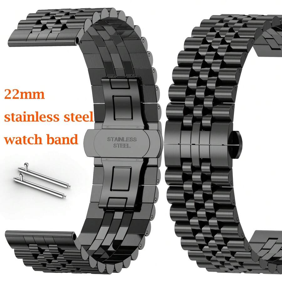 22mm Stainless Steel Classic Strap, Compatible With Samsung,Compatible With Huawei,Compatible With Xiaomi And Other Smart Watches - Multicolor - View 1
