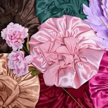 1pc Luxury Satin Silk Sleep Cap With Adjustable Shoulder Strap, Soft And Comfortable, Suitable For Home, Daily Wear And Sleep, Fits Long Hair, Curly Hair Or Braided Hair, Smooth Night Hair Care Cap, Neutral Hair Protection Accessory - Regular Model - View 8