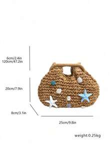 Dedoo 2026 New Woven Clutch Bag, Handmade Raffia Straw Summer Beach Bag, Solid Color Textured Pattern, Large Capacity, Suitable For Women Traveling, Straw Woven Bag - Khaki - View 5