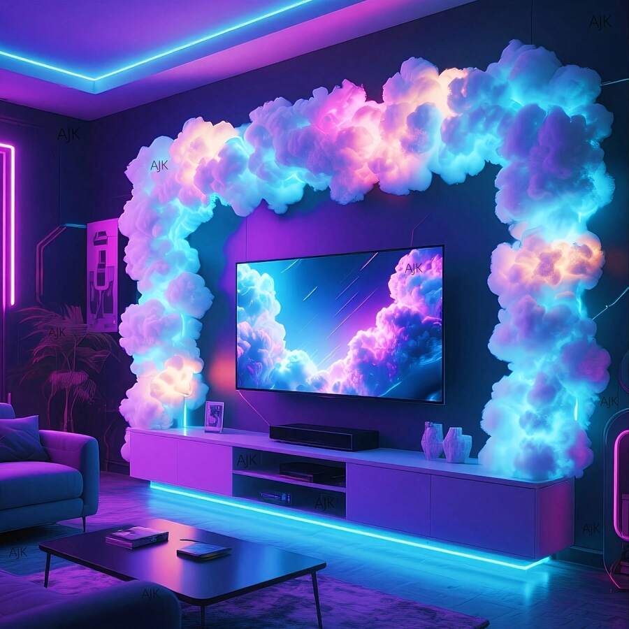 AJK 149 Inch Glowing 3D Lightning Thundercloud Light, RGB LED Full Color Changing, USB Operated Ambient Lamp. Perfect For Bedroom And Party Scene Layout. An Ideal Gift For Gamers, Weddings And Birthday Celebrations