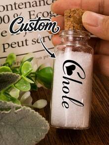 1pc Customized Heart-Shaped Sand Bottle, Customized Mini Jar With Text, Customized Sand Jar Souvenir, Customizable Name And Text, Customizable Small Decorative Jar, Personalized Mini Jar With Cork Stopper Lid, Wedding Gift/Honeymoon Souvenir - Multicolor - View 3