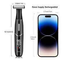 Hatteker 1pc USB Rechargeable Electric Body Hair Trimmer, Waterproof Private Parts Shaver For Men And Women, Digital Display Beard Razor - Multicolor - View 2