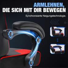 EXRACING Gaming Chair - Ergonomic Gaming Chair With Footrest, Headrest And Lumbar Support, Height Adjustable, Padded, 180 Kg - 紅色 - 查看 7