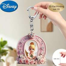 Llavero de bordado de letra de hada de flores Disney 2D plano, 26 patrones de dibujos animados florales 'A-Z', colgante de acrílico con cadena, adecuado para bolsos, llaves y llaves de coche, regalo de accesorios de viaje, diseño de llavero floral lindo, superficie lisa, llavero, llavero decorativo, llavero de dibujos animados, regalo de Navidad, regalo para fans, regalo de vacaciones, decoración del hogar - Multicolor - Ver 11