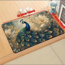 Luxury Peacock Floral Kitchen Mat, Durable And Machine-Washable Doormat, Universal Rug For Living Room, Bedroom, Office, Bathroom, Balcony, Hallway, Porch, Kitchen, And Outdoor Entrance, 2D Flat Print, 2D Flat - Multicolor - View 4