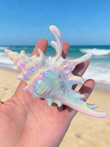 2件組美人魚貝殼髮夾，幻彩珍珠光澤法式復古髮夾，防滑強抓力，夏季海灘飾品 - 彩色 - 查看 4
