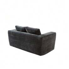 Deep 2-Seater Sofa Without Frame, No Assembly Required, Made Of Foam, Upholstered In Soft Corduroy, Modern Sofa For Small Space Apartment, Bedroom, Office (Grey) - 灰色 - 查看 6