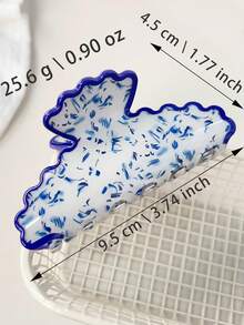 Wave Scalloped Hair Claw Clips For Women, Large Marble Tortoise Shell Print Acrylic Hair Jaw Clips, Cute Butterfly Shape Non Slip Strong Hold Hair Bar - Multicolor - View 8
