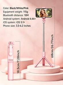 TOKQI Bluetooth Extendable Tripod Selfie Stick, Rotatable Phone Holder, Wireless Remote Control, Compatible With Smartphones, Suitable For Live Streaming, Photography, Video Recording, Travel, Outdoor Activities, Vlog, Family Gatherings, Parties, Stable Recording, 360° Rotation - Multicolor - View 12